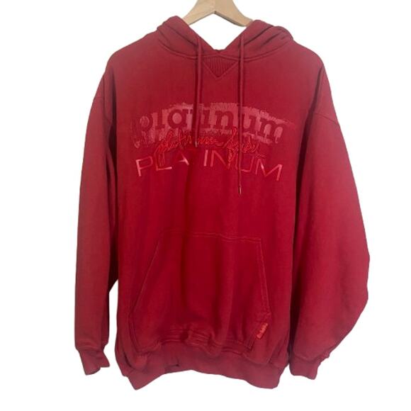 Platinum Fubu Vintage Y2K Spell-Out Logo Hoodie Sweatshirt Red Sz L - Picture 1 of 11